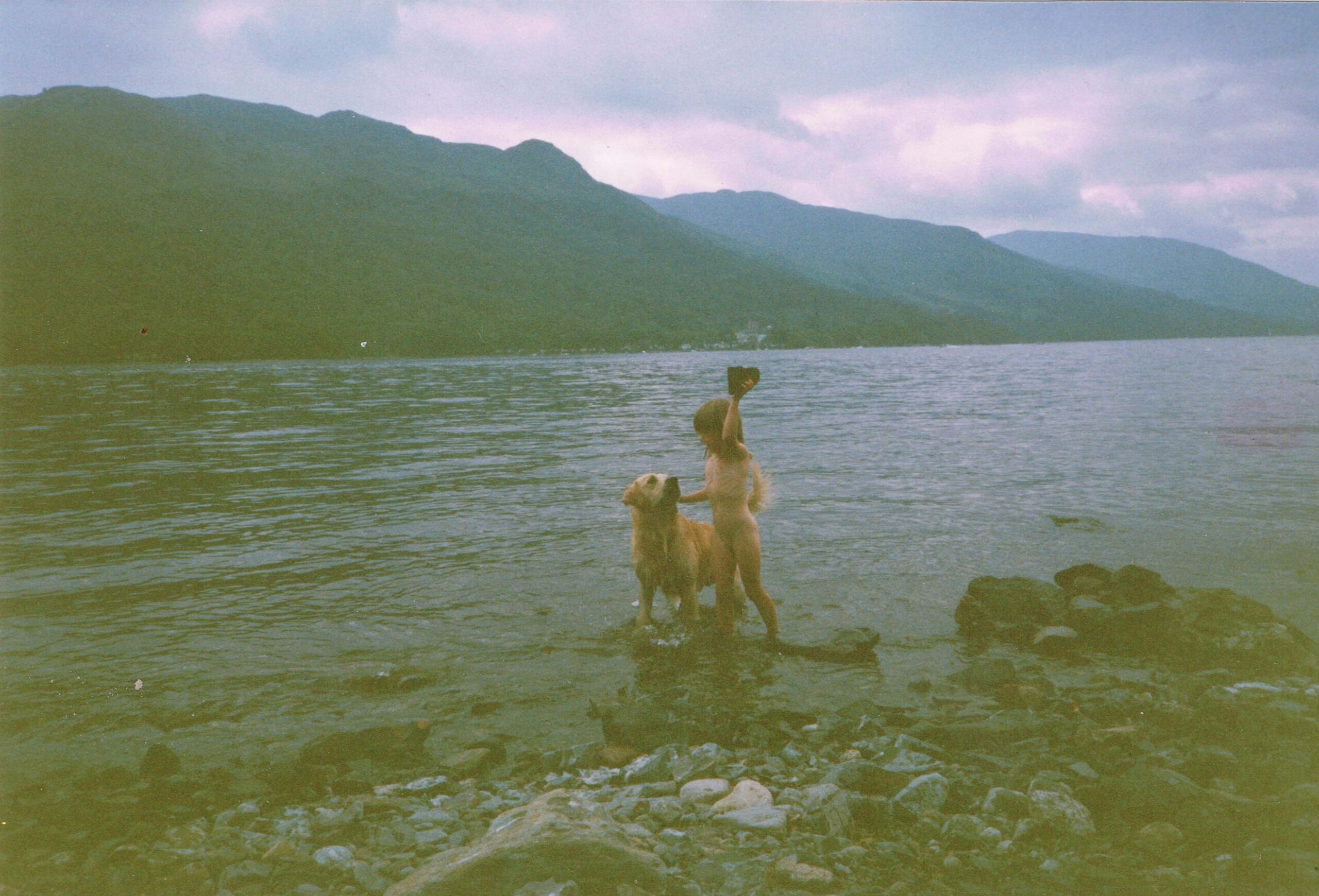 Ben playing fetch with our daughter in Loch Earn